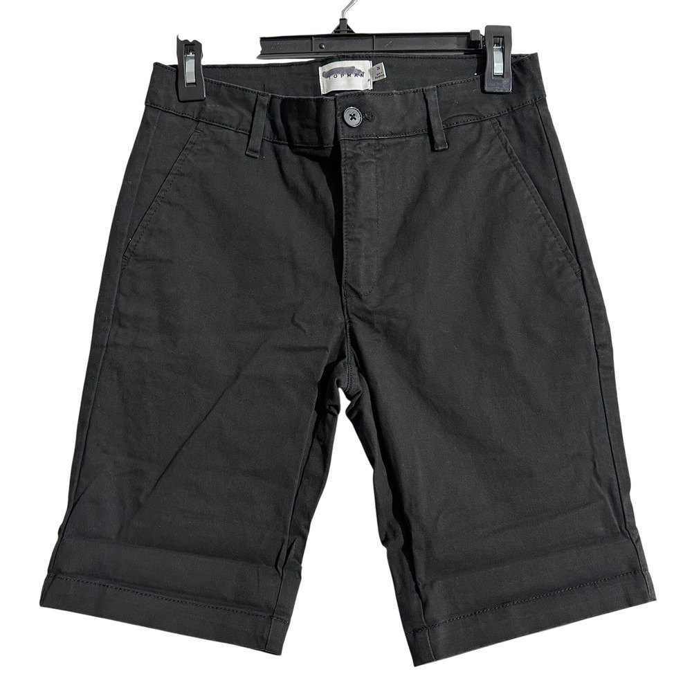 Topman Mens Black Chino Shorts Casual Flat Front Slim Fit Size‎ 28 MCMLXXV Tag